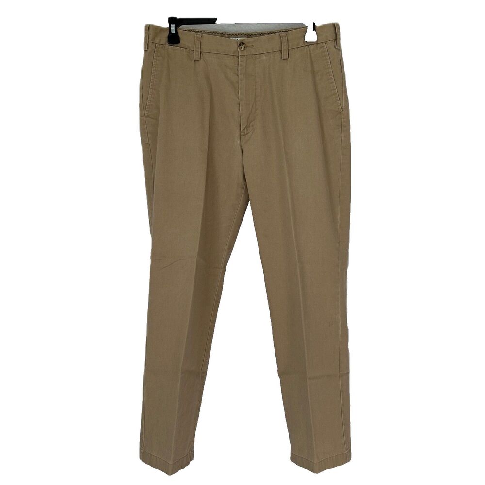 Nautica Khaki Pants Men 36x30 Clipper Cotton Wrinkle Resist Office Preppy Comfy